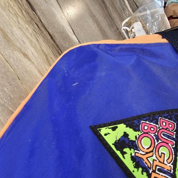 Vintage 90s Bugle Boy Duffle Gym Bag Weekender Overnight Blue Orange Streetwear‎ - Picture 15 of 16